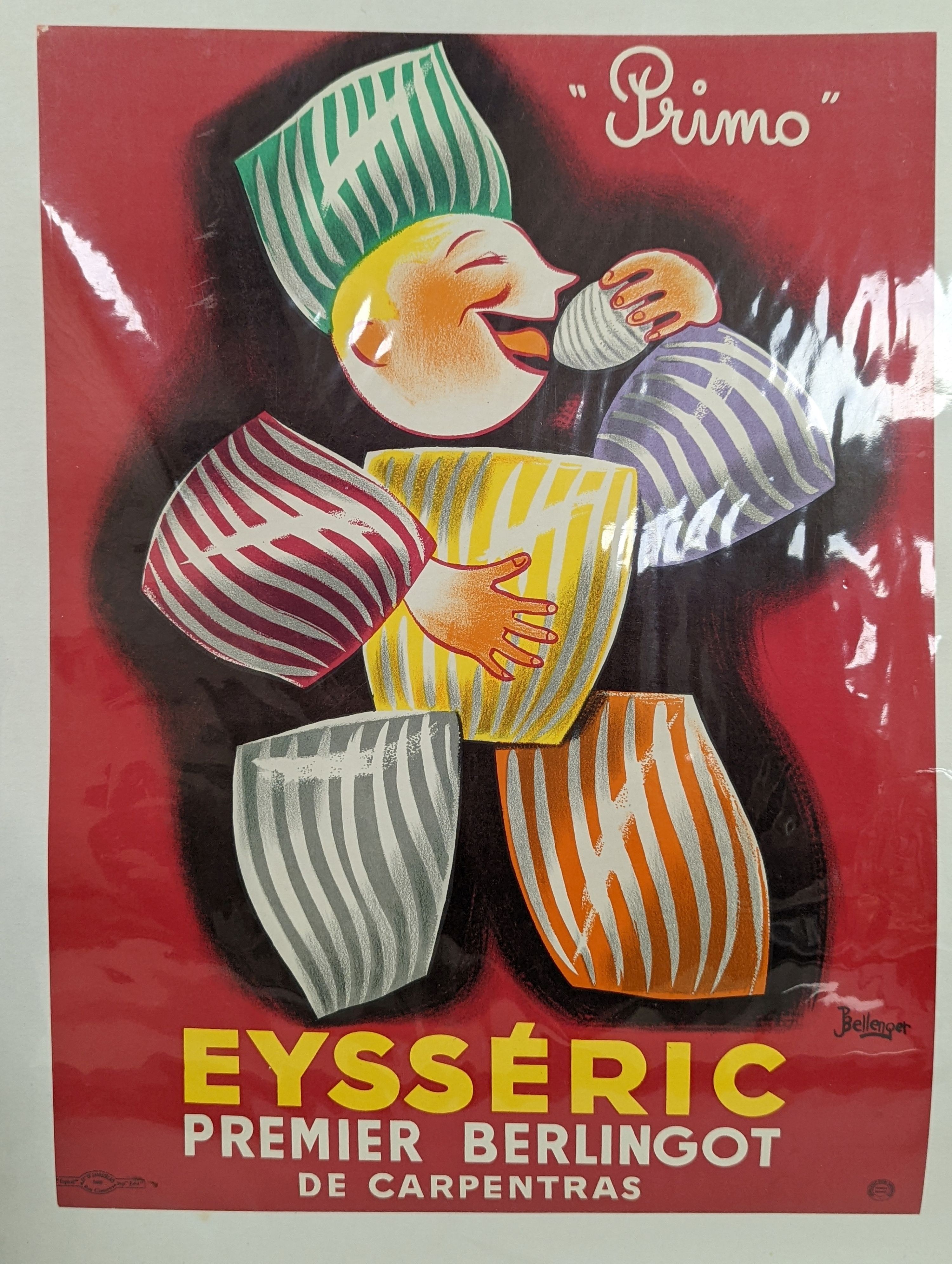 P. Bellenqet, colour poster, Primo, 50 x 39cm, unframed